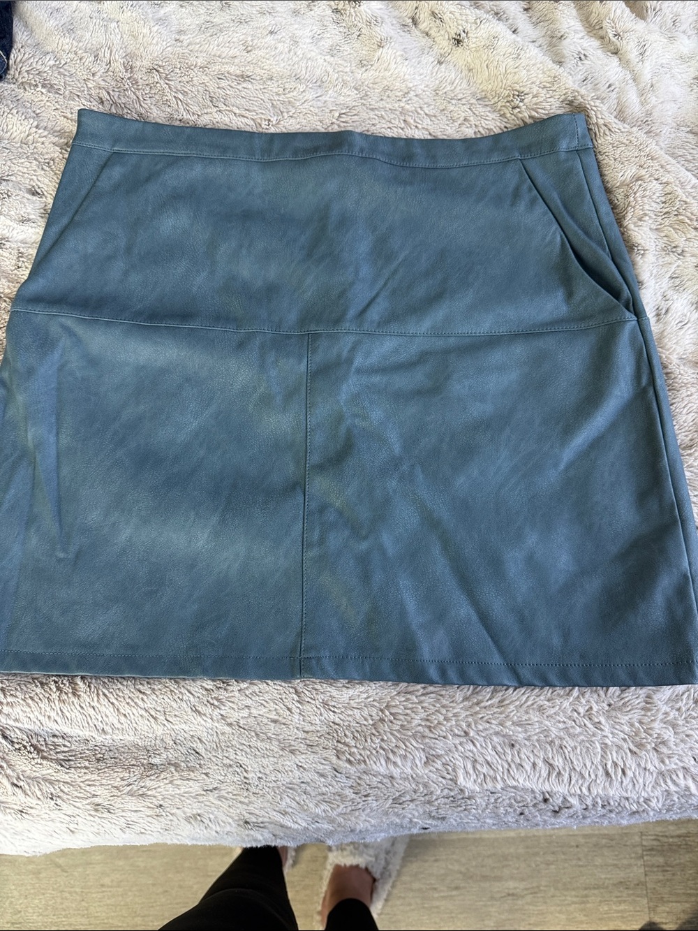Shinestar Teal Faux Leather Mini Skirt XL